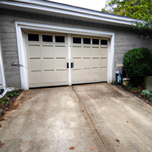 Wide view of a closed suburban garage door in Teaneck, NJ, showing material texture and frame without people or vehicles.